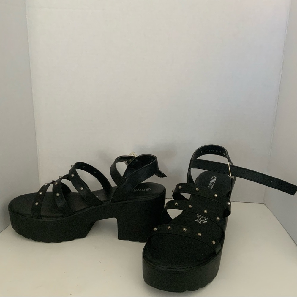 Black Studded Platform Sandals - Women - Picture 4 of 8